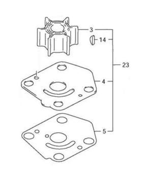 Wasserpumpen Reparatur-Satz für Suzuki DF 9.9 / DF 15 (1998-2006)