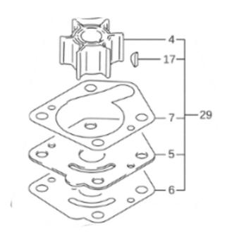 Wasserpumpen Reparatur-Satz für Suzuki DF 9.9 / DF 15 (2007-2012)