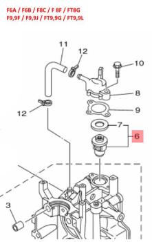 Yamaha Thermostat für F6A / F6B / F8C / F8F / FT8G / F9,9F / F9,9J / FT9,9G / FT9,9L