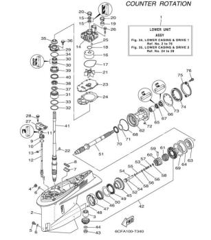 Unterwasserteil für Yamaha FL250DETX / LF250CA / FL250DET / LF250XCA / FL225FET / FL300BETX / LF300CA / FL300BET / LF300XCA