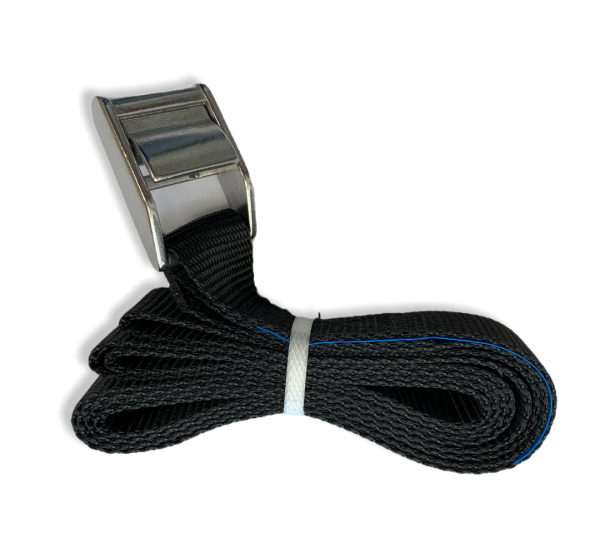 Spanngurt 25 mm - 1-teilig mit rostfreiem Klemmschloss, 2 m, schwarz