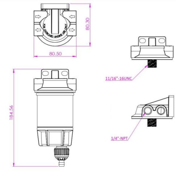 Wasserabscheidender Kraftstofffilter bis max. 147 kW/200 PS