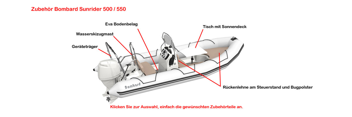 Bombard Sunrider Geräteträger  Bootshop Isselhorst - Ihr Wassersport- Partner für Bombard, Ribeye, Talamex, Zodiac Schlauchboote, AKA-Marine, Buster  Aluboote, Suzuki, Yamaha Aussenbordmotoren, Gebrauchtboote, Gebrauchtmotoren,  Ersatzteilservice